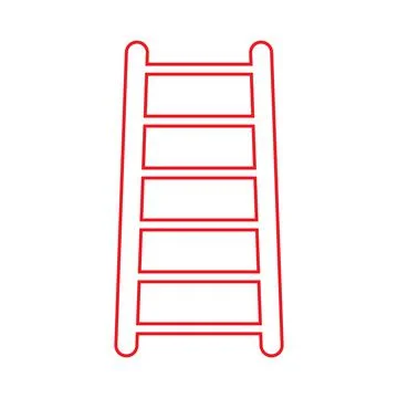 Eps10 vector illustration of a red outline ladder icon, sign, or symbol Stock Illustration