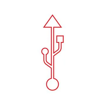 Eps10 vector illustration of a red outline usb icon, sign, or symbol Stock Illustration