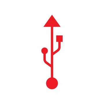 Eps10 vector illustration of a red usb icon, sign, or symbol Stock Illustration