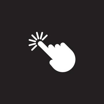 Eps10 vector illustration of a white fill click hand icon, sign, or symbol Stock Illustration