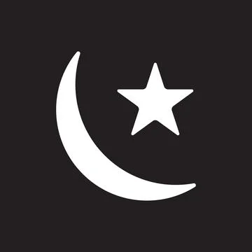 Eps10 vector illustration of a white fill moon and star icon Stock Illustration
