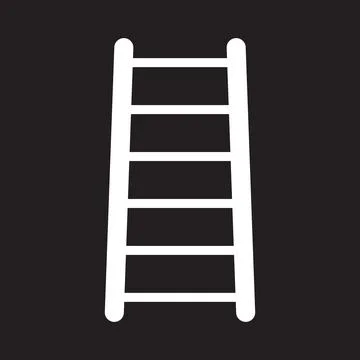 Eps10 vector illustration of a white fill ladder icon, sign, or symbol Stock Illustration
