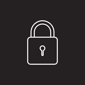 Eps10 vector illustration of a white outline padlock icon, sign, or symbol Stock Illustration