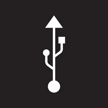Eps10 vector illustration of a white usb icon, sign, or symbol Stock Illustration