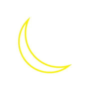 Eps10 vector illustration of a yellow outline moon icon, sign, or symbol Stock Illustration