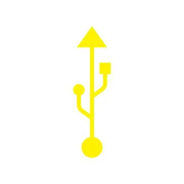 Eps10 vector illustration of a yellow usb icon, sign, or symbol Stock Illustration