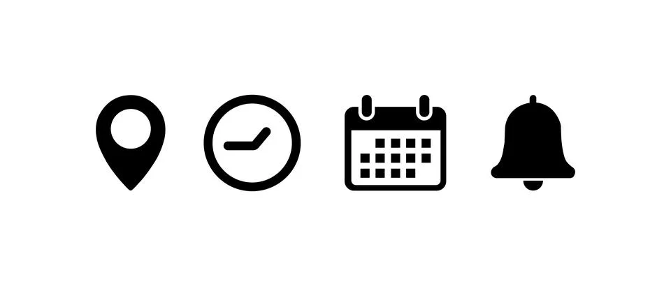 Eps10 vector Location, time, calendar and notification icons Stock Illustration