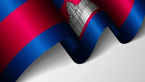 EPS10 Vector Patriotic background with flag of Cambodia. An element of impa.. Stock Illustration