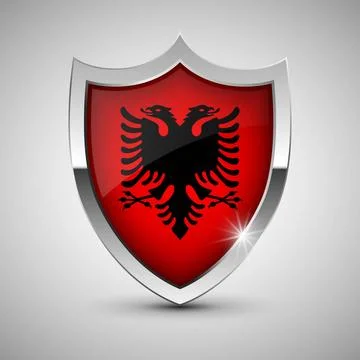 EPS10 Vector Patriotic shield with flag of Albania. EPS10 Vector Patriotic... Stock Photos