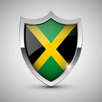 EPS10 Vector Patriotic shield with flag of Jamaica. EPS10 Vector Patriotic... Stock Photos