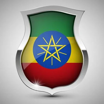EPS10 Vector Patriotic shield with flag of Ethiopia. EPS10 Vector Patrioti... Stock Photos