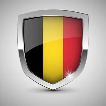 EPS10 Vector Patriotic shield with flag of Belgium. EPS10 Vector Patriotic... Stock Photos