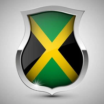 EPS10 Vector Patriotic shield with flag of Jamaica. EPS10 Vector Patriotic... Stock Photos