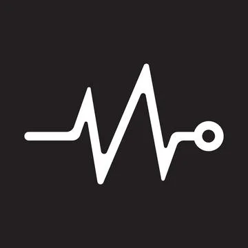 Eps10 vector white Heart beat monitor pulse icon isolated on black backgroun Stock Illustration