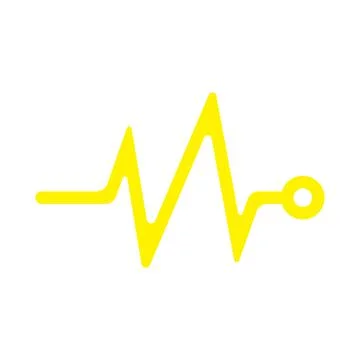 Eps10 vector yellow Heart beat monitor pulse icon isolated on white backgrou Stock Illustration