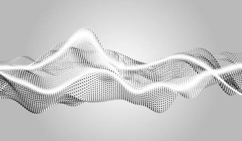 EPS10. Wave of particles. Abstract background with a dynamic wave on a light  Stock Illustration
