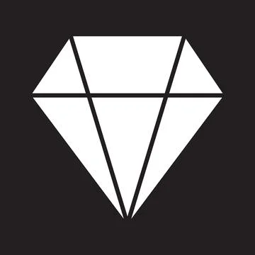 Eps10 white vector diamond icon in simple flat trendy style isolated on blac Stock Illustration