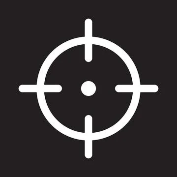 Eps10 white vector sniper target icon isolated on black background Stock Illustration