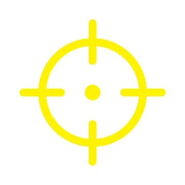 Eps10 yellow vector sniper target icon isolated on white background Stock Illustration