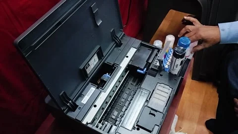 Epson l8050 printer inside Stock Footage 294231166