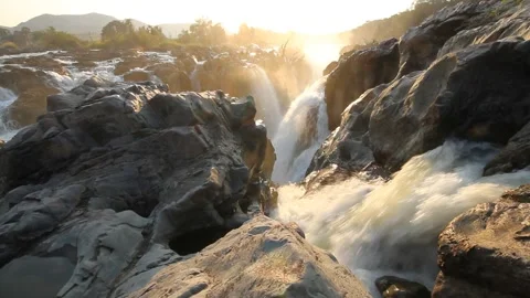 Epupa Falls in Namibia at sunrise Stock Footage 141148898