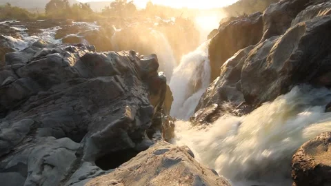 Epupa Falls in Namibia at sunrise Stock Footage 141148918