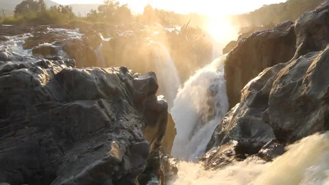 Epupa Falls in Namibia at sunrise Stock Footage 141148958