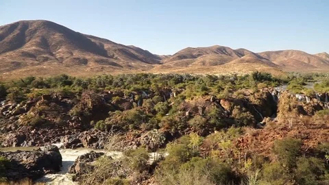 Epupa Falls Waterfall in Namibia. Stock Footage 123415941