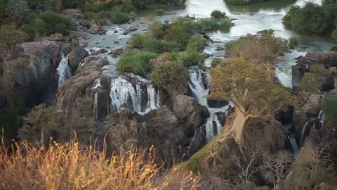 Epupa Falls Waterfall in Namibia. Stock Footage 123415979