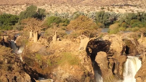 Epupa Falls Waterfall in Namibia. Stock Footage 123415982
