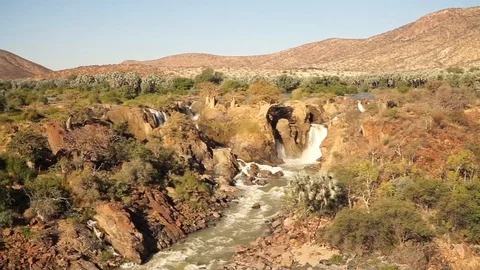 Epupa Falls Waterfall in Namibia. Stock Footage 123416029
