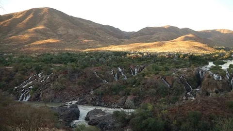 Epupa Falls Waterfall in Namibia. Stock Footage 123416031