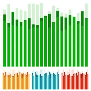 Eq, equalizer with overlapping bars - Bar chart, bar graph w/ random heights Stock Illustration