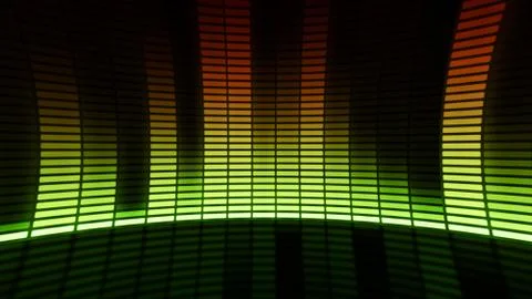 Eq, equalizer scale with reflection and chart, 3d on dark background Stock Illustration