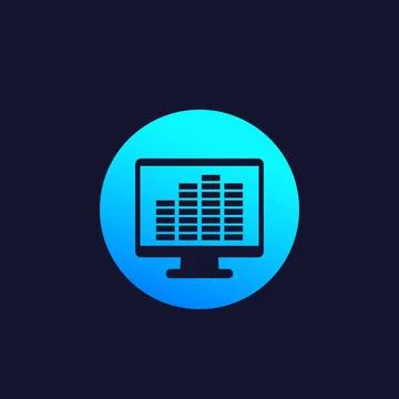 Eq, equalizer vector icon with computer Stock Illustration