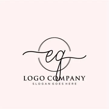 EQ Initial handwriting logo design Stock Illustration