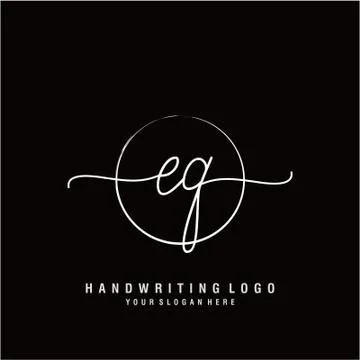 EQ Initial handwriting logo design Stock Illustration