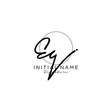 EQ Initial handwriting logo design Stock Illustration
