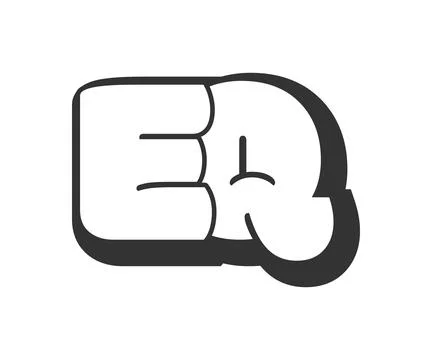 EQ logo, bubble comic lettering, rounded in graffiti style black and white .. Stock Illustration