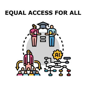 Equal access for all through education and ai technology Illustrazione stock