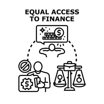 Equal access to finance concept with gender equality Stock Illustration