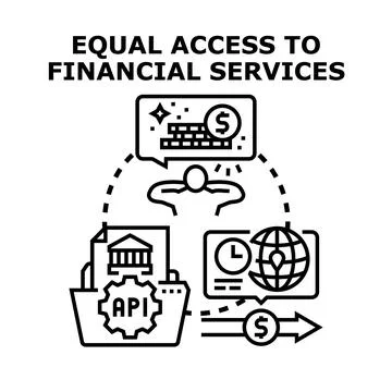 Equal access to global financial services concept Illustrazione stock