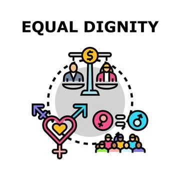 Equal dignity concept integrating gender equality and human rights Stock Illustration