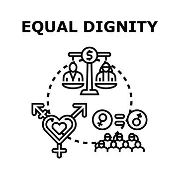Equal dignity concept integrating gender equality and human rights Stock Illustration