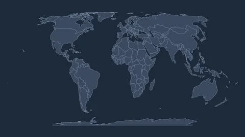 Equal Earth world map, dark with light borders Stock Illustration