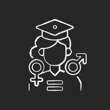 Equal education opportunities chalk white icon on black background Stock Illustration