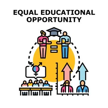 Equal educational opportunity concept illustration with diverse students Stock Illustration