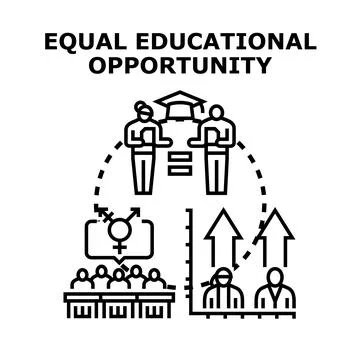 Equal educational opportunity concept illustration with diverse students Stock Illustration