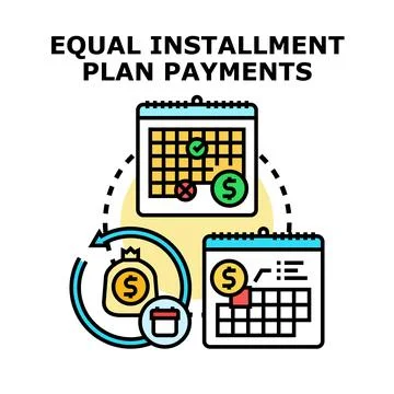 Equal installment plan payments credit debt management Stock Illustration