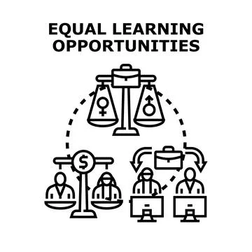 Equal learning opportunities for gender equity concept Stock Illustration